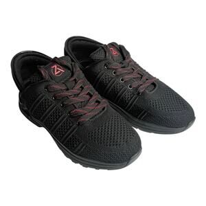 Zeba Black Ember Women's Walking Shoe 9 Hands Free Slip On Knit Lace Up Sneakers